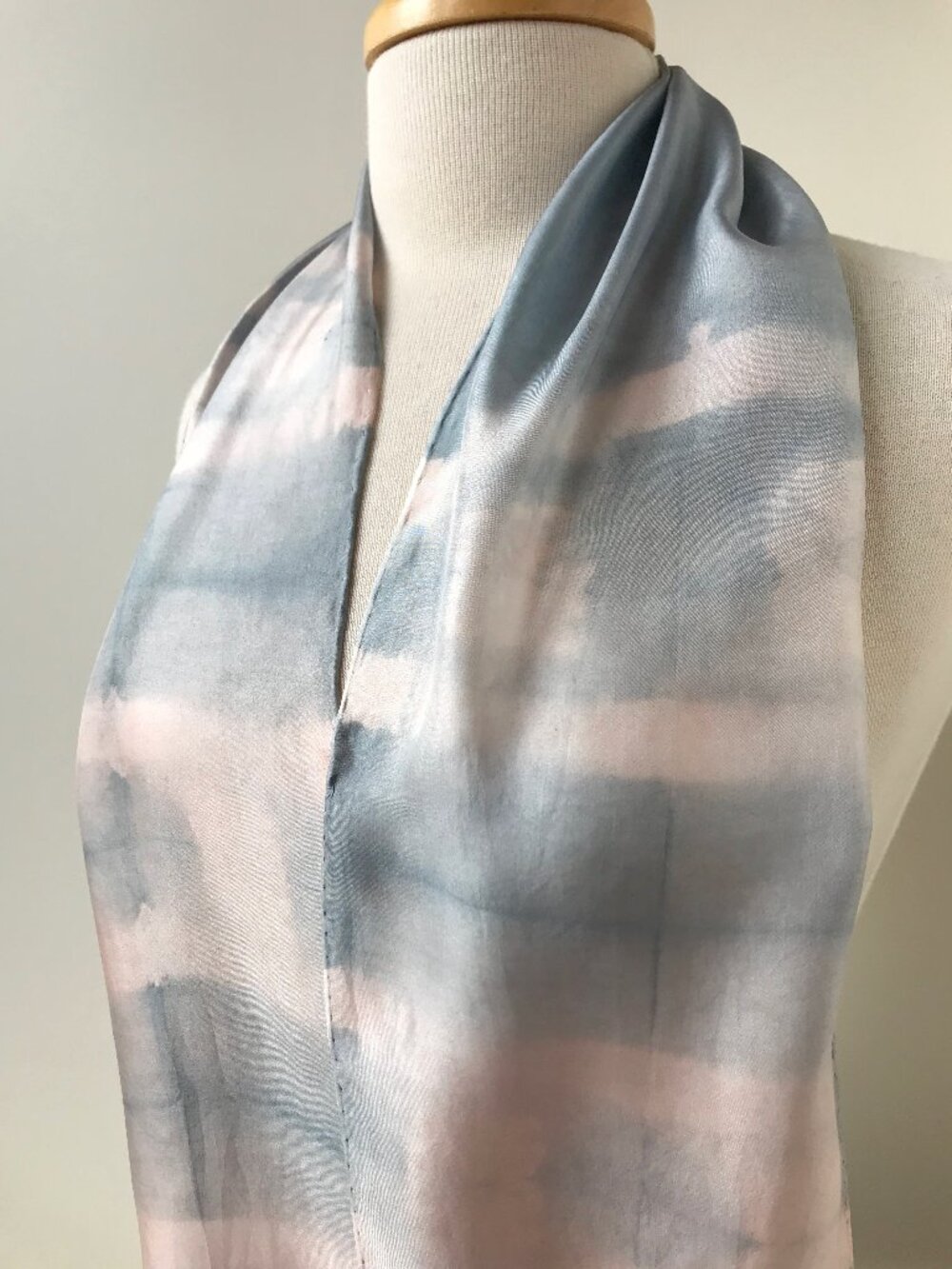 100% Silk Artist Made Natural Resist Dye Shibori Scarf